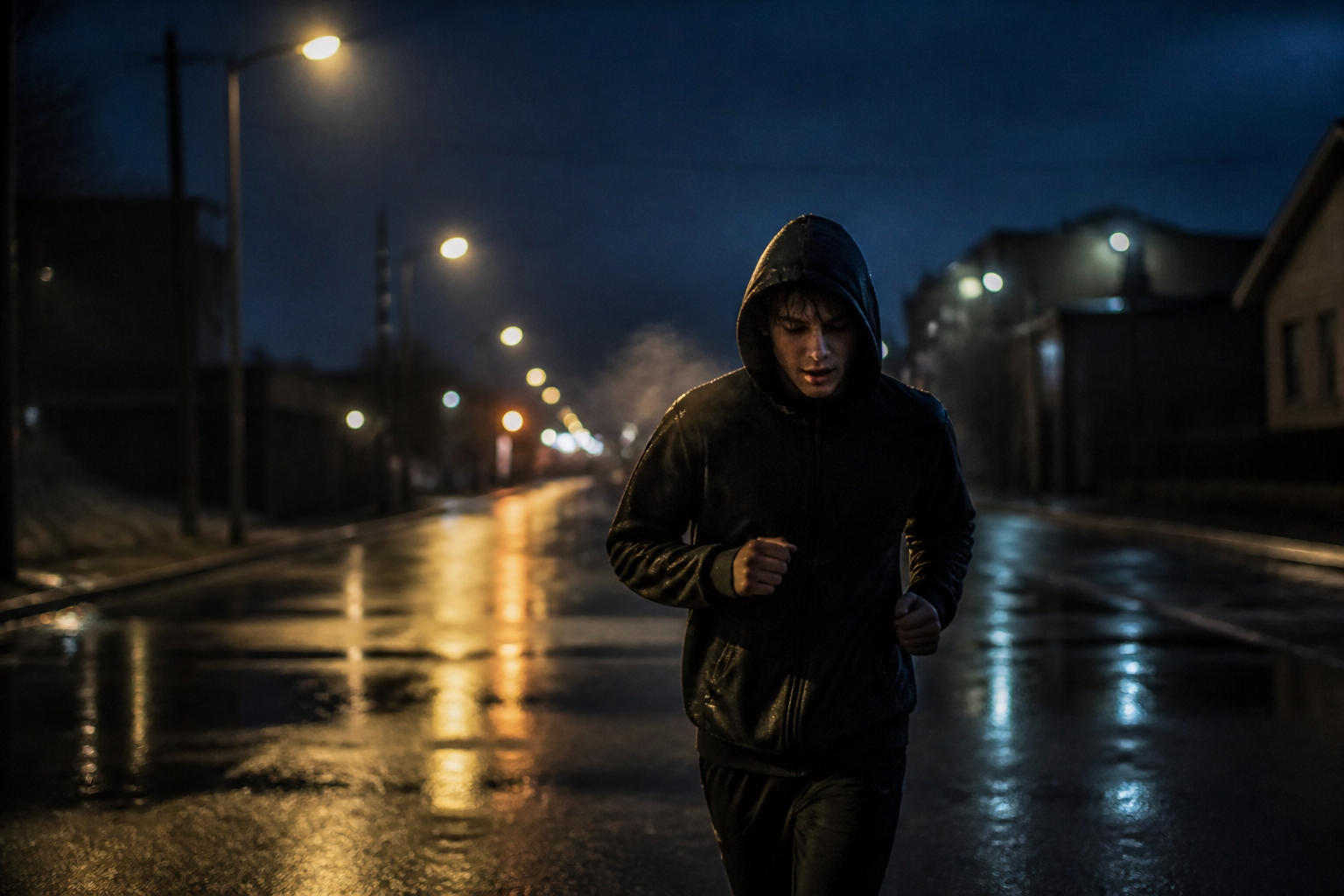 Someone running at night